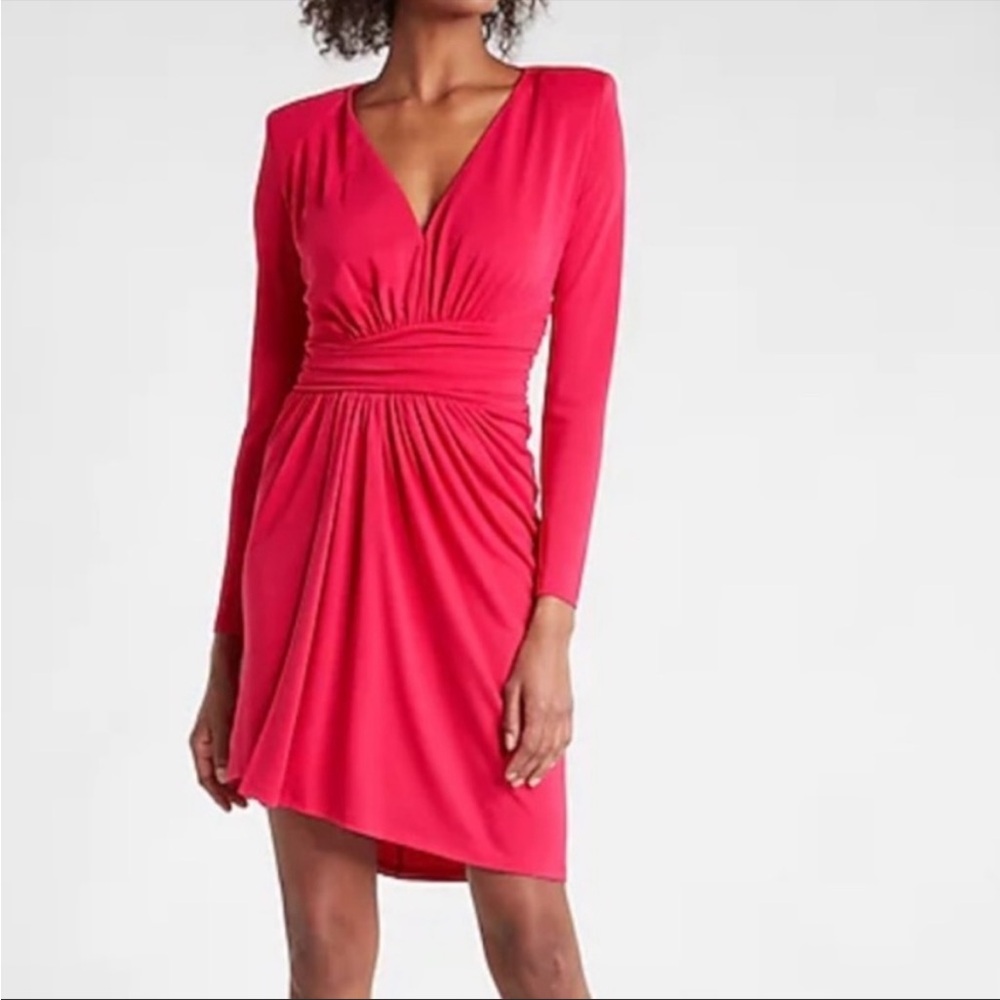 Casual faux high-low wrap dress